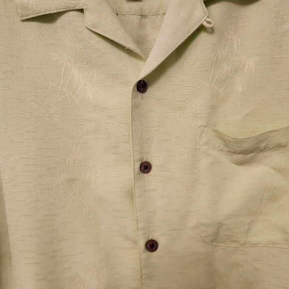 Havana Jacks Cafe Hawaiian Shirt Yellow Palm‎ Trees Embroidered Button Up Large - Picture 5 of 15